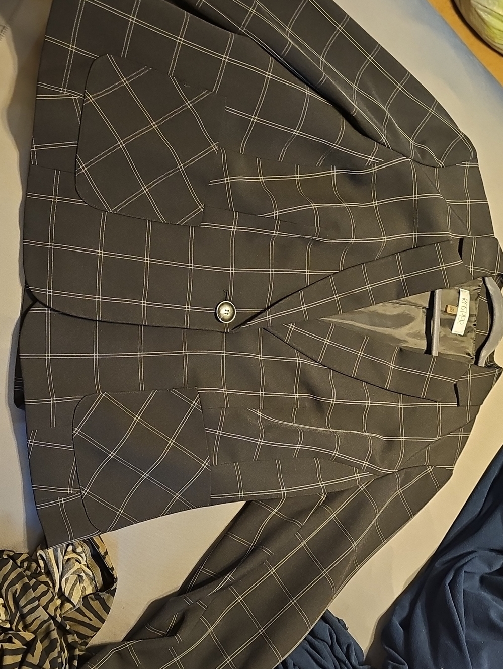 Kasper Black Windowpane Single-Button Blazer